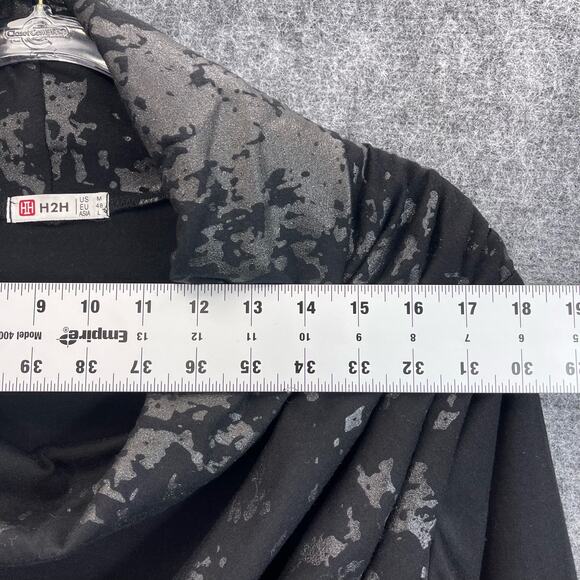 H2H Men T-Shirt Size Medium Slim Fit Cowl Neck Shirring Long Sleeves - Picture 6 of 11